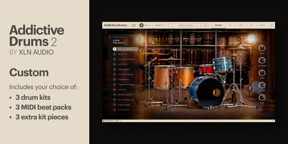 XLN Audio Addictive Drums 2 Custom  Bundle  3x  Adpaks/MIDI/